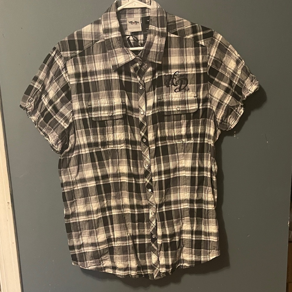 Harley-Davidson Black and White Plaid Women's Shirt